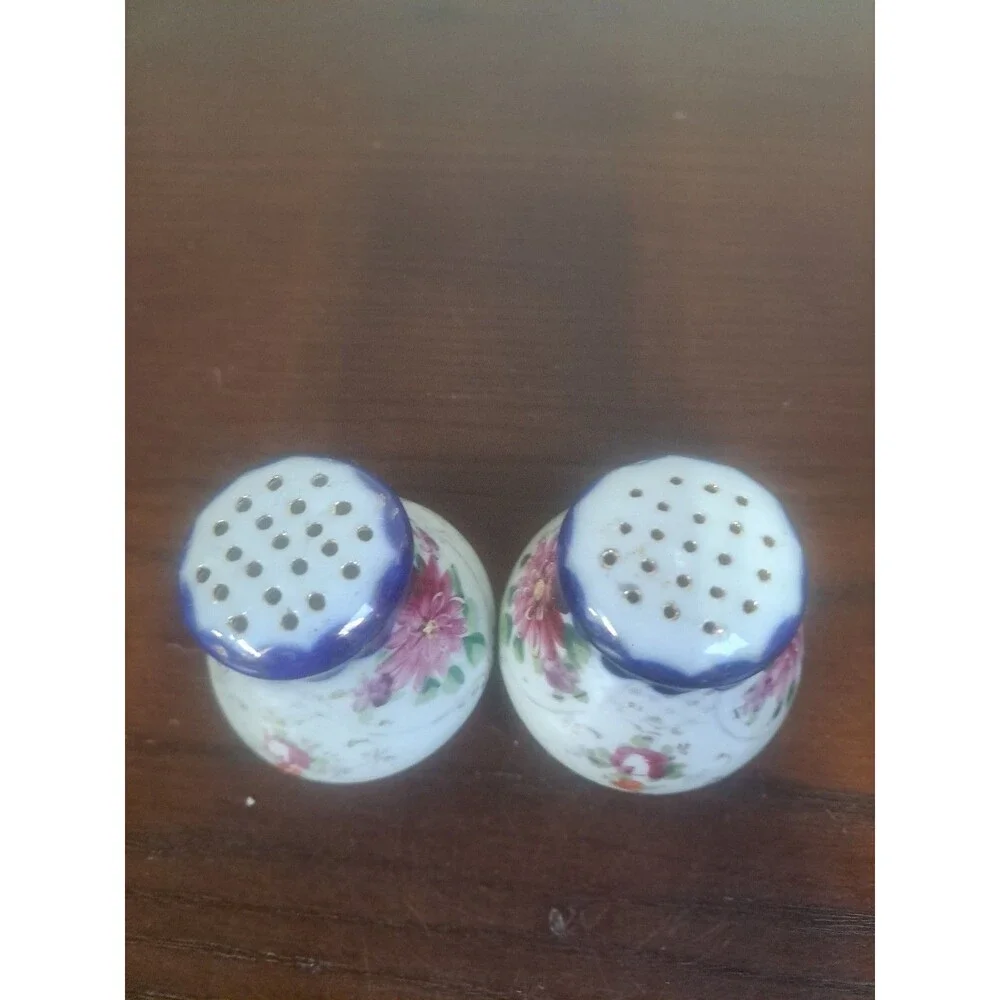 Vintage Nippon Style Wildflowers Porcelain Salt And Pepper Shaker Set